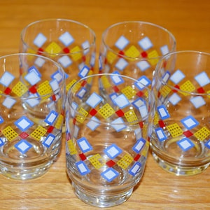 Vintage shot glasses / pinch glasses set 70s retro design mid century vintage glass country house style shabby chic