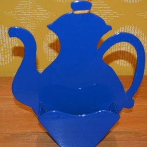 Vintage coffee filter dispenser made of wood 70s blue shabby chic country style retro mid century
