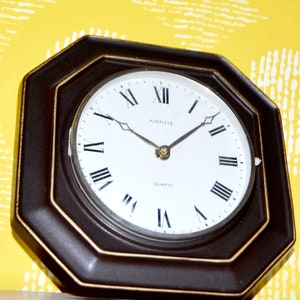Vintage ceramic wall kitchen clock by Kienzle Black Ceramic 70s Seventies Watch Retro Mid Century Country Style Shabby Chic