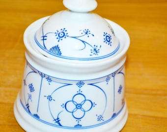 美しい希少なヴィンテージ磁器蓋付き缶、白/青、Hutschenreuther