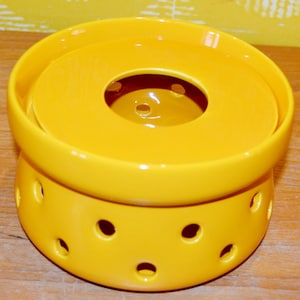 Calentador de té vintage Melitta amarillo sol, estilo retro de mediados de siglo de los años 70, estilo rústico WGK, shabby chic, maceta WGK