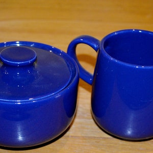 Vintage Milk & Sugar Heidelberg Set by Friesland / Melitta Ceracron Blue Pottery 70s Retro Mid Century Seventies WGP WGK