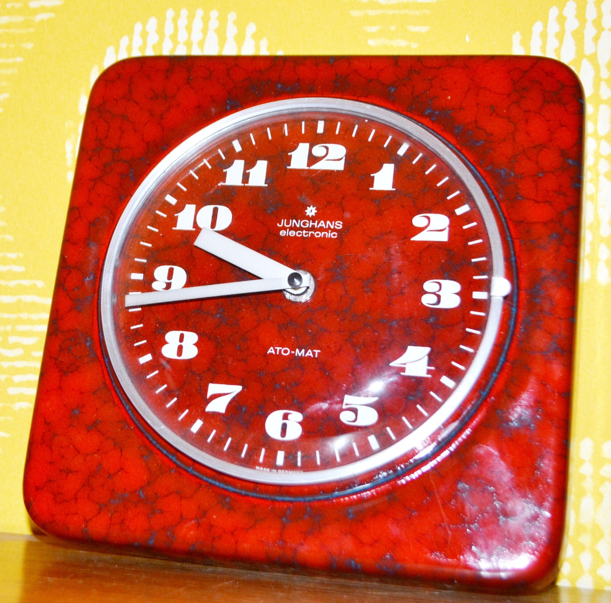Vintage Ceramic Wall Clock by Junghans Red 70s Space Age Retro Etsy