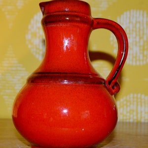 Vintage Ceramic Vase Red/Orange 70s Retro Mid Century Space Age Country Style Shabby Chic
