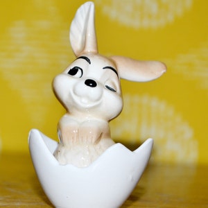 Vintage Porcelain Figurine by Cor / Goebel Rabbit White / Beige 70s WGK WGP Shabby Chic Retro Mid Century Country Style