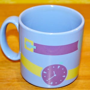 Vintage Ceramic Mug Blue by Staffordshire Made in England Retro Mid Century Shabby Chic Country Style