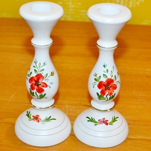 Beautiful vintage candlestick set wood by Bo Svensk Made in Sweden 70s Seventies Mid Century Retro Shabby Chic Country Style