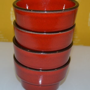 Vintage serving bowls, dip bowls, red, seventies, shabby chic, country style, retro design, 70s, space age