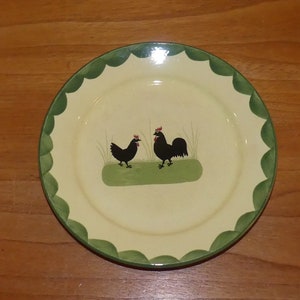 Plato llano vintage de cerámica Zeller con gallo y gallina, 21 cm, tradición clásica, años 70, taza nostálgica, gallo y gallina