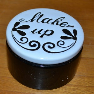 Waechtersbach /Wächtersbach lid tin black/white make-up 70s WGK retro mid-century shabby chic country house style