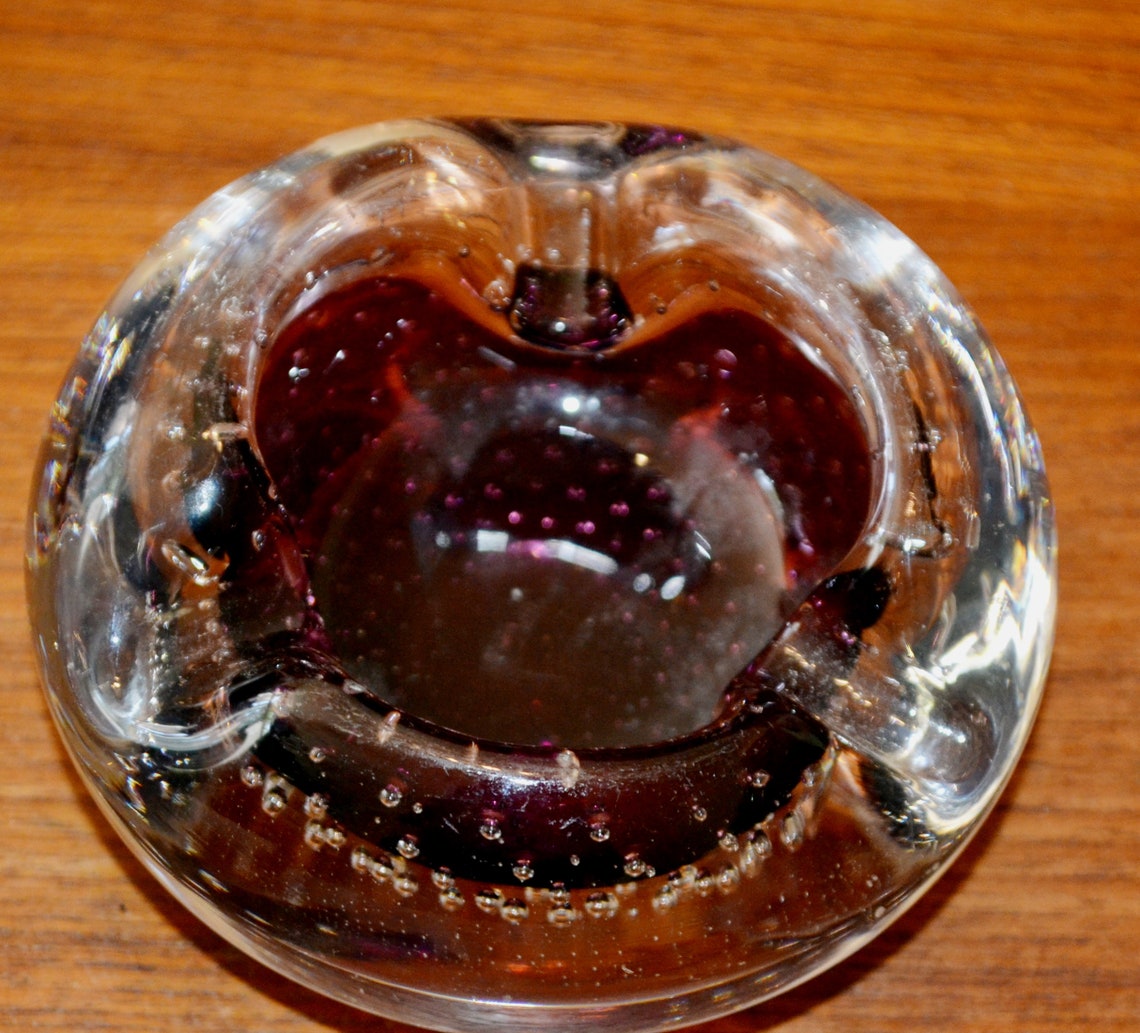 Vintage Ashtray Glass Purple 70s Mid Century Retro Space Age Etsy