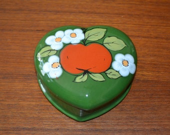 Vintage ceramic tin green by Zeller Keramik EDEN apple 70s retro design mid century
