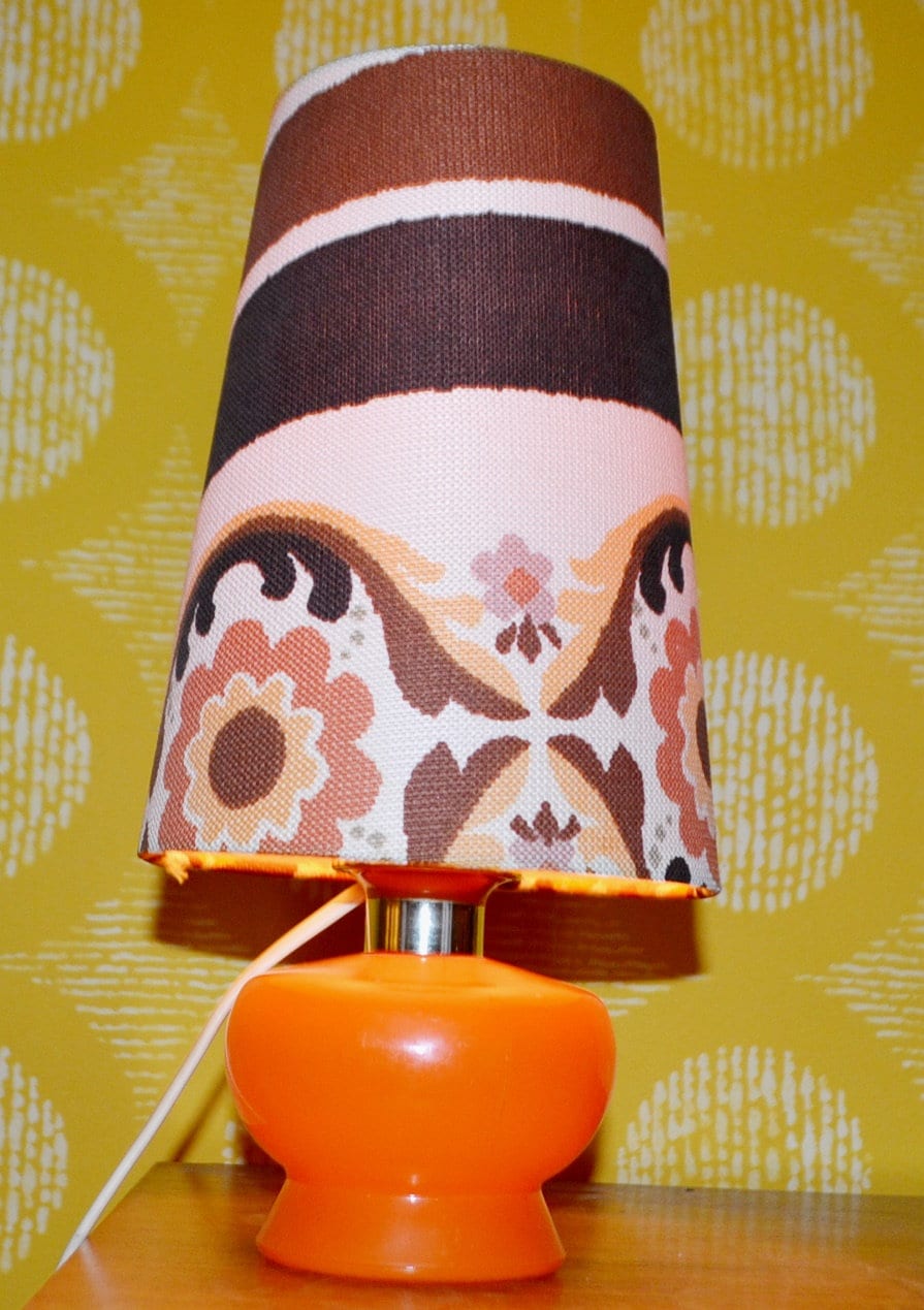 Vintage Lamp 70 Years Orange Lamp Retro Seventies Mid Century