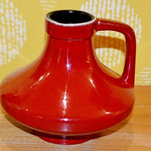 Vintage Ceramic Vase Red 70s Model 47/15 Retro Design Mid Century Space Age Shabby Chic Country Style West Germany