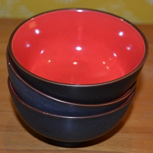 Vintage serving bowls bowl set 70s black/red shabby chic country style retro mid century