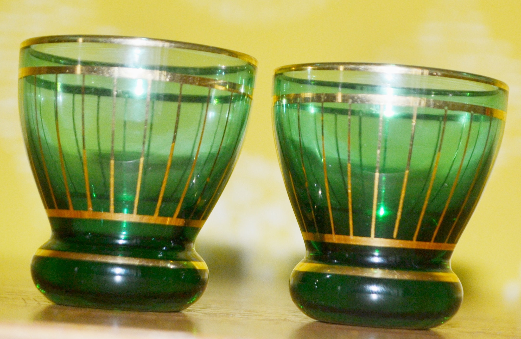 Vintage Brandy GlassEs Set Green 70s Retro Mid Century Sgabby Etsy