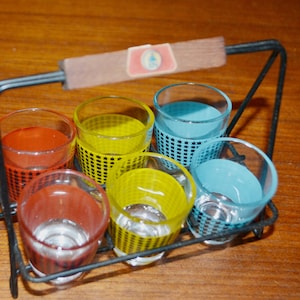 Vintage schnapps glasses set 50s Rockabilly design Fifties Shabby Chic country style Retro Mid Century