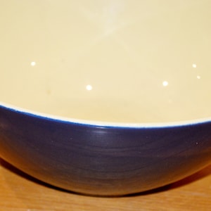 Large vintage ceramic bowl by Melitta blue/yellow 50s retro mid century seventies country style shabby chic