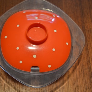 Vintage Konfitüre Dose   Orange /Durchsichtig    Kunststoff   70er Jahre  Retro  Seventies  Shabby Chic Landhausstil