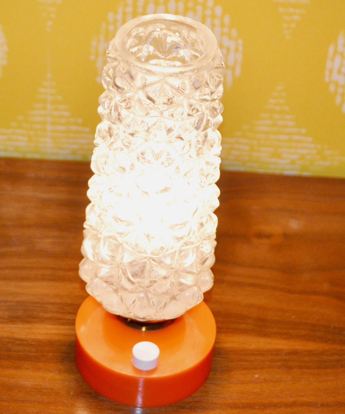Vintage Tisch  Lampe Orange bubble glass   70er Jahre Seventies  Retro Lamb Rockabilly  Mid Century Space Age  Shabby Chic Landhausstil, foto 2 di 3