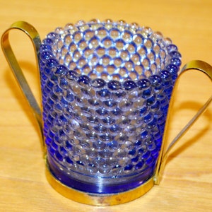 Vintage salt stick dispenser glass blue 70s mid century retro space age shabby chic country style