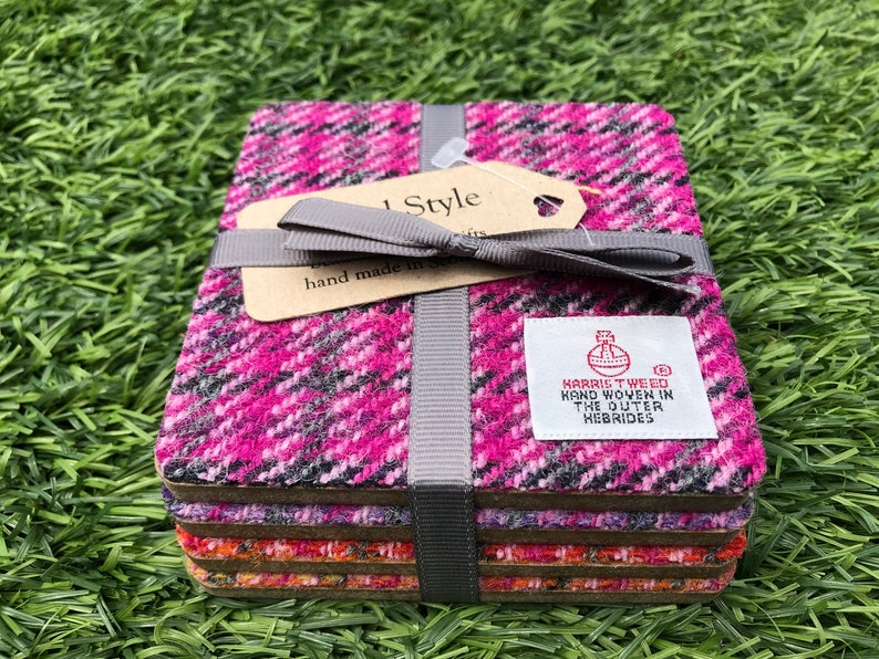 Harris Tweed 4 Wooden coasters