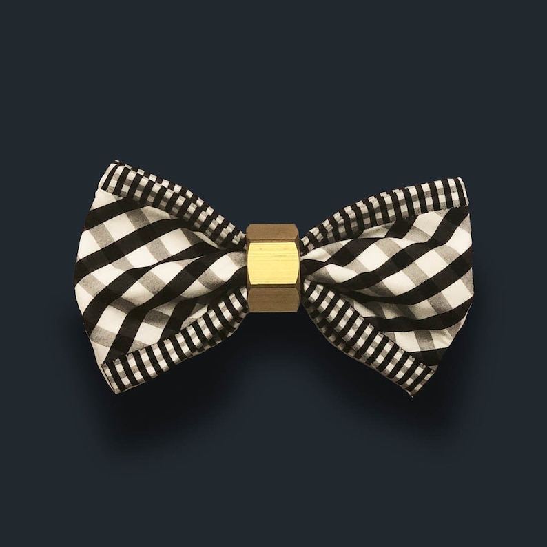Black and White Mixed Plaids Bow Tie Prototype image 0