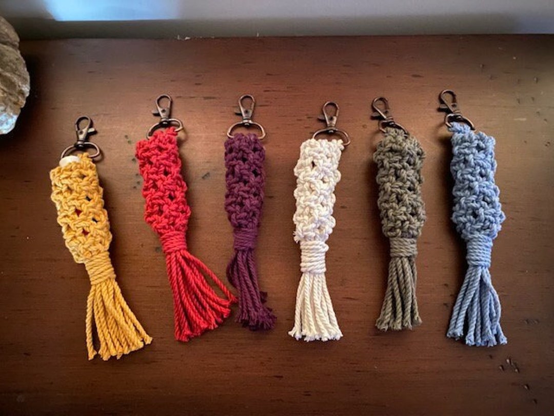 Macrame Lip Balm Holder Keychain Etsy