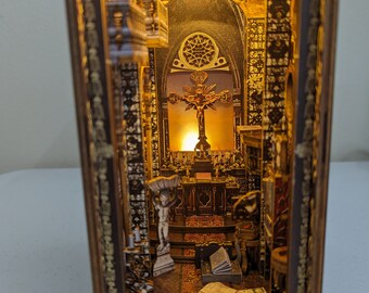 Made-to-Order Book Nook Shelf Insert Diorama (Fully Assembled Booknook for bookshelf and book lovers) - Church Cathedral