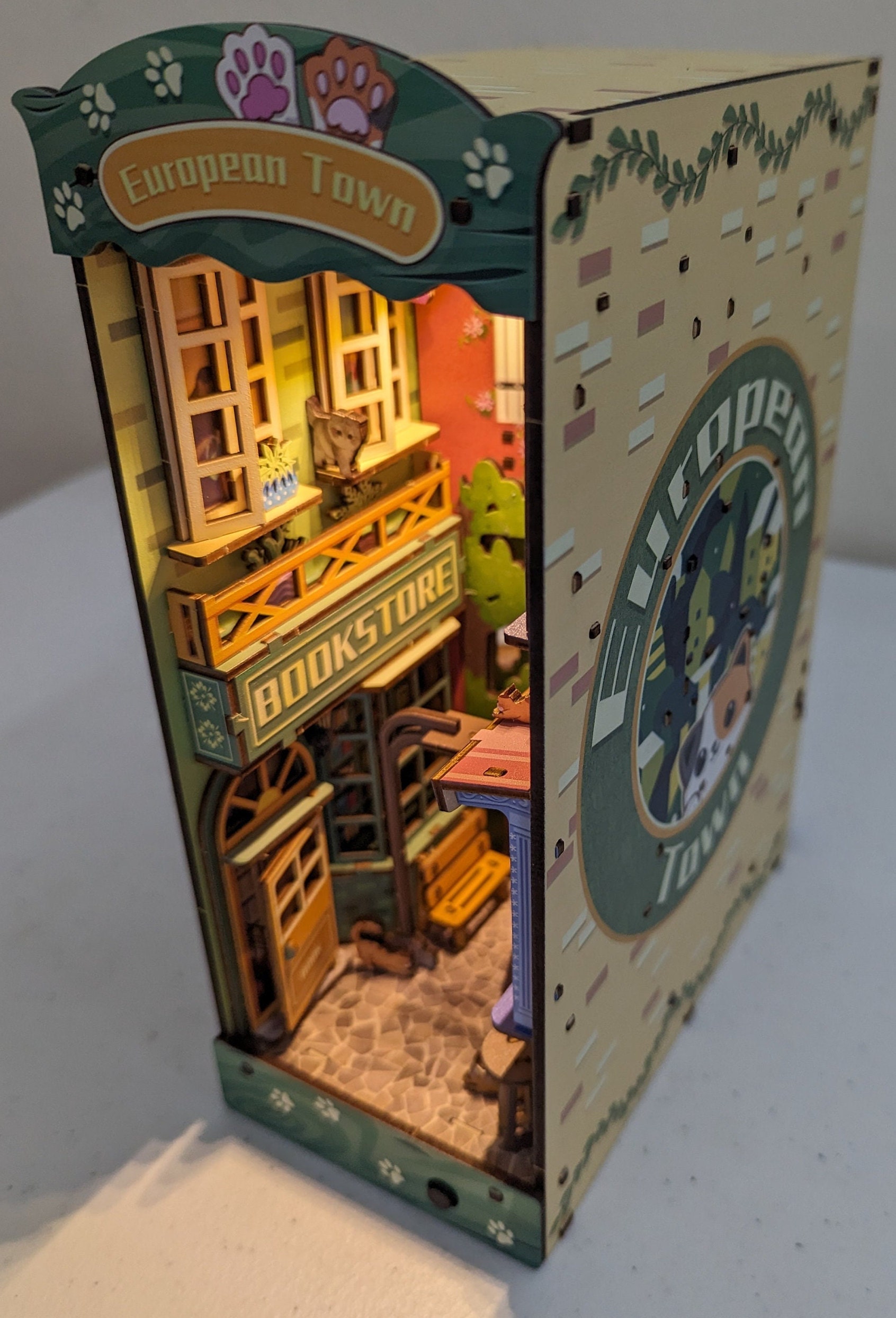 Made-to-Order or DIY Book Nook Shelf Insert Diorama for Bookshelf (Cat Street Alley)