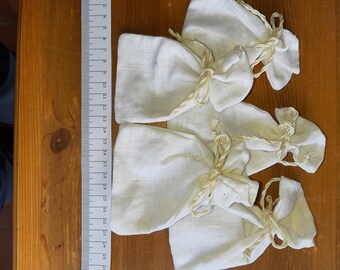 Linen bag small, white, 5 pieces