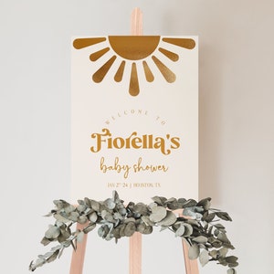 Here Comes the Son Baby Shower Welcome Sign | Here Comes the Sun Welcome Poster | Sunshine Shower Party Décor | Editable Template 24x36 SOL