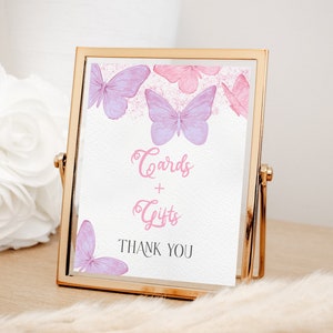 Bewerkbare vlinder baby shower kaarten en geschenken teken 8x10 | Een kleine vlinder | Tabelteken | Afdrukbare Instant Download-sjabloon | FLADDEREN