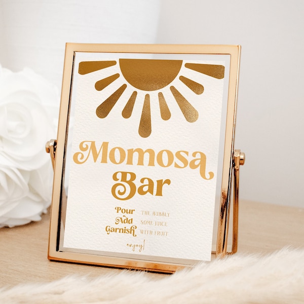 Sunshine Momosa Bar Sign, Here Comes the Son Mimosa Bar 8x10 Sign, Baby Shower, Editable Printable Send Digitally, SOL