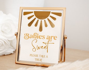 Sunshine Baby Shower Babies are Sweet Sign 8x10 | Dessert Treat Table Sign | Here Comes the Sun | Here Comes the Son | Editable Template SOL