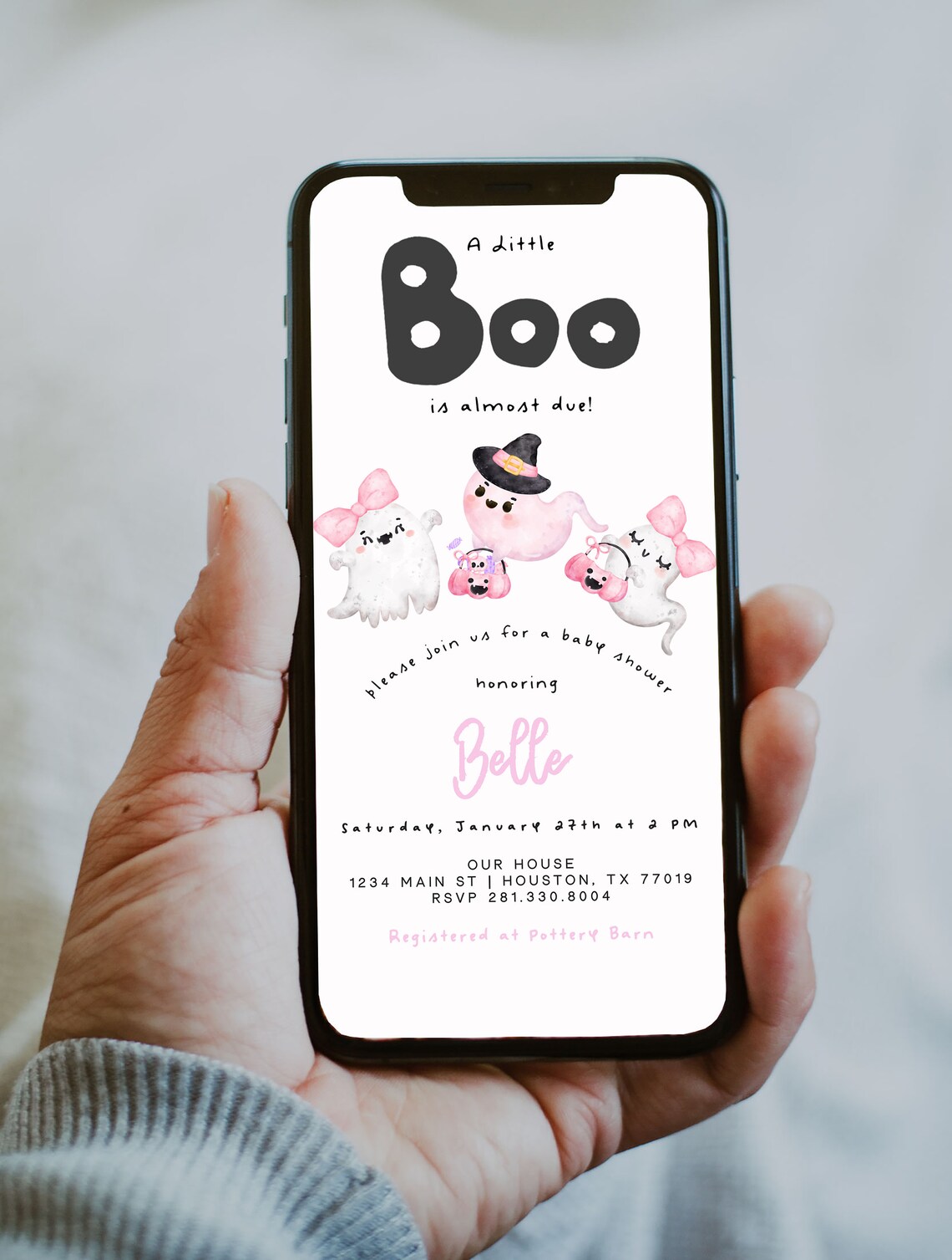 October Boo Editable Halloween Baby Shower Invite Bundle A Little Boo Baby Shower ...