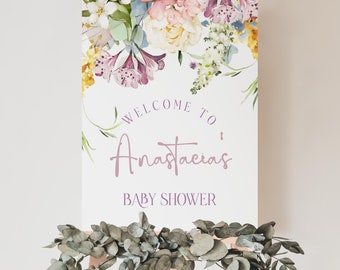Baby in Bloom Baby Shower Welcome Sign | Editable Floral |  24 x 36  | Welcome Poster | Wildflower Floral Shower Decor | Template JARDIN