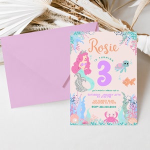 Editable Mermaid Birthday Invitation, Mermaids Birthday Invite, Under-the-Sea Birthday Party Invite, Digital Text Evite, Download and Print, Mermaid Birthday Party Ideas, Any Age Invite, Mermaid First Birthday, A Little Mermaid is turning, Sea Animal