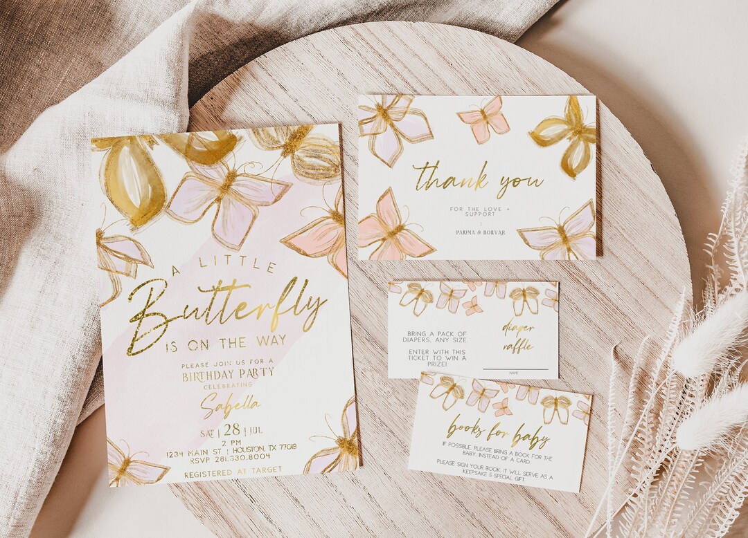 Editable Butterfly Baby Shower Invite Bundle | A Little Butterfly is on ...