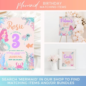 Editable Mermaid Birthday Invitation, Mermaids Birthday Invite, Under-the-Sea Birthday Party Invite, Digital Text Evite, Download and Print, Mermaid Birthday Party Ideas, Any Age Invite, Mermaid First Birthday, A Little Mermaid is turning, Sea Animal