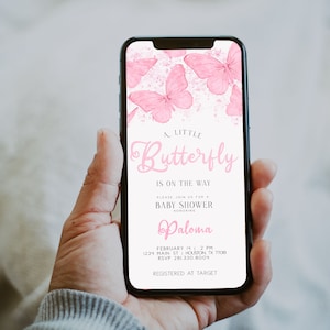 Editable Butterfly Baby Shower Evite | A Little Butterfly is on the Way Electronic Invitation | Instant Download Template | FLUTTER
