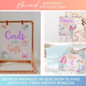 Editable Mermaid Birthday Invitation, Mermaids Birthday Invite, Under-the-Sea Birthday Party Invite, Download and Print, Mermaid Birthday Party Ideas, Mermaid First Birthday, Milestone Sign, Welcome Sign, Welcome Poster