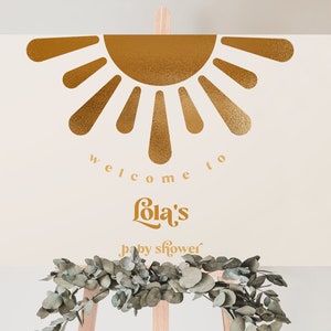 Here Comes the Son Baby Shower Welcome Sign | Here Comes the Sun Welcome Poster | Sunshine Shower Party Décor | Editable Template 36x24 SOL