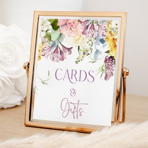 Enseigne pour cartes et cadeaux bébé en fleurs, modifiable, fleurs sauvages, jardin, table cadeau, baby shower, anniversaire, modèle imprimable JARDIN