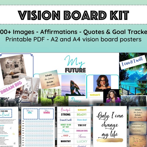 2023 Vision Board Kit Printable Goal Planner Quote Cards - Etsy