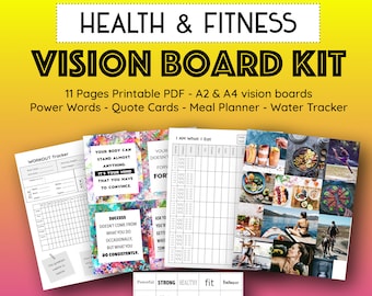 Health Fitness Vision Board Printables 2024, Manifest Weight Loss Affirmations, Quote Cards, Dream Board Party, Law of Attraction, Intention