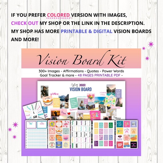  Vision Board Kit for Adults: Clip Art, Word Quotes, & Picture  Supplies, Creative Motivational Visualization Journal, Law of Attraction  Guide, Soft Cover