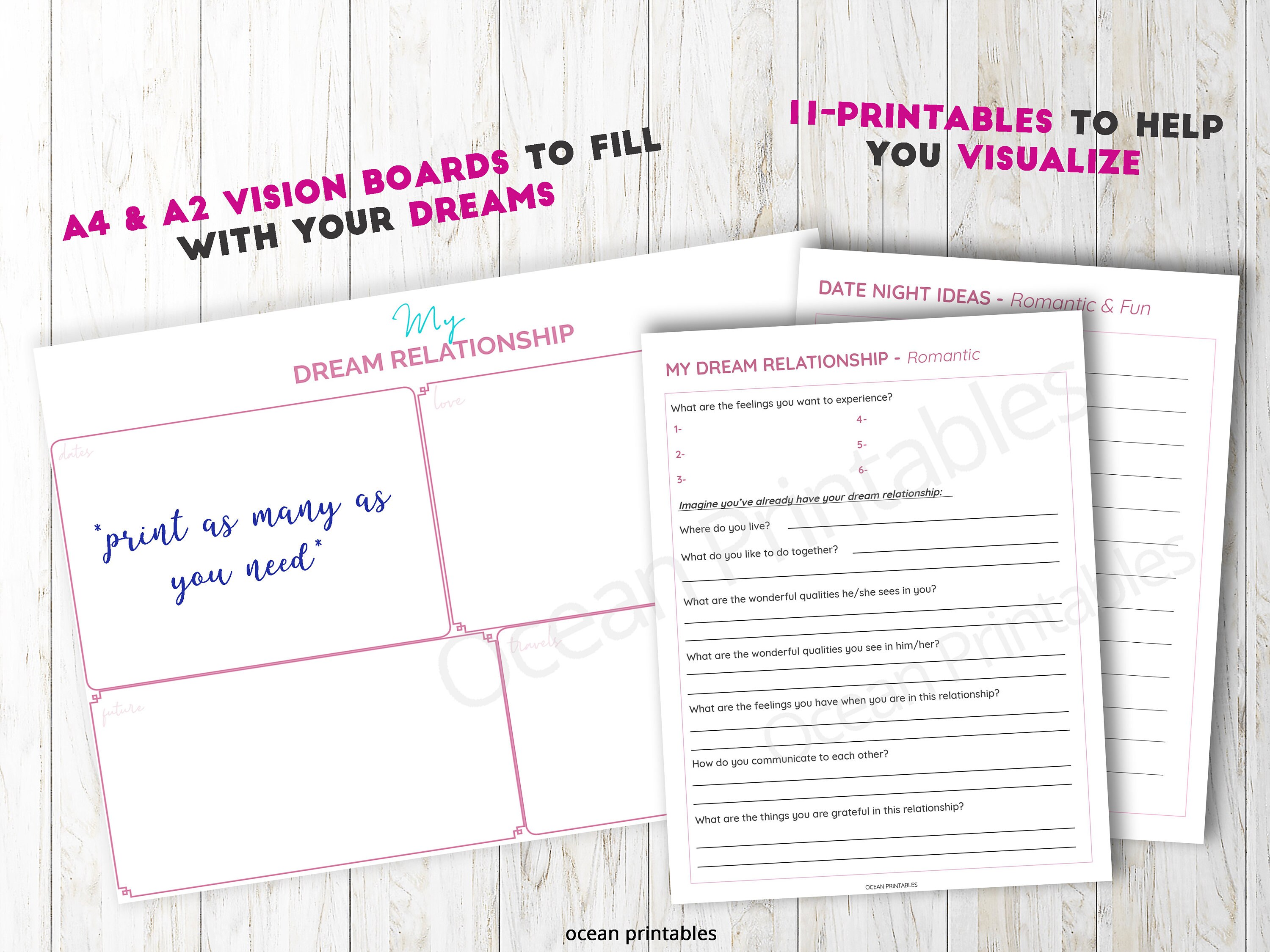 Relationship Vision Board Printables Kit, Attract Love Affirmations ...