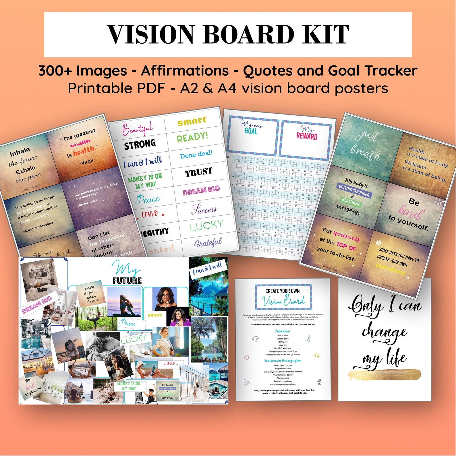 2023 Vision Board Kit Printable Manifesting Affirmation Cut Etsy Hong