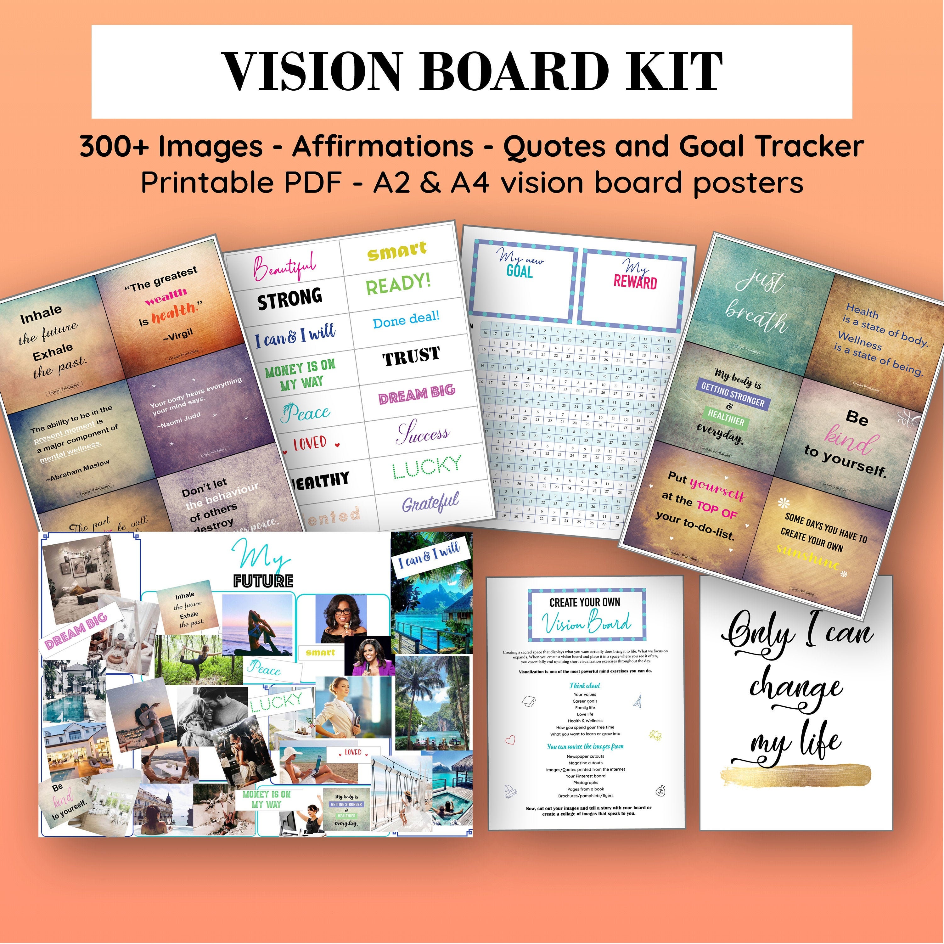2024 Vision Board Kit Printable, Vision Board With Affirmations, Abundance  Checks, Gratitude Jar, 700 Pieces for Manifesting, PDF -  Finland